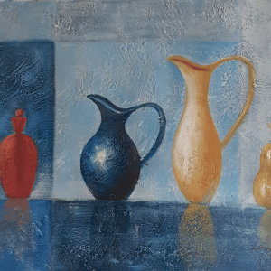 Jarrones Amarillo y Azul _