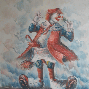 Payaso oliendo flor _