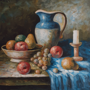 Jarron Blanco y Azul _