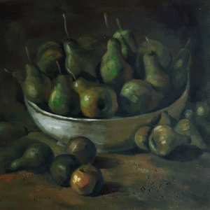 Peras verdes / azafate _